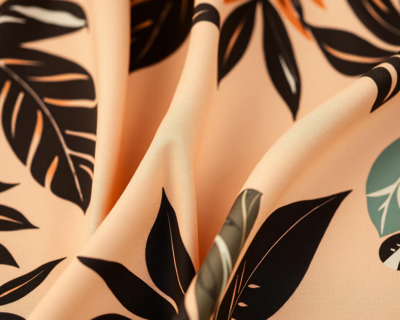 Tropical printed swim fabric laid flat